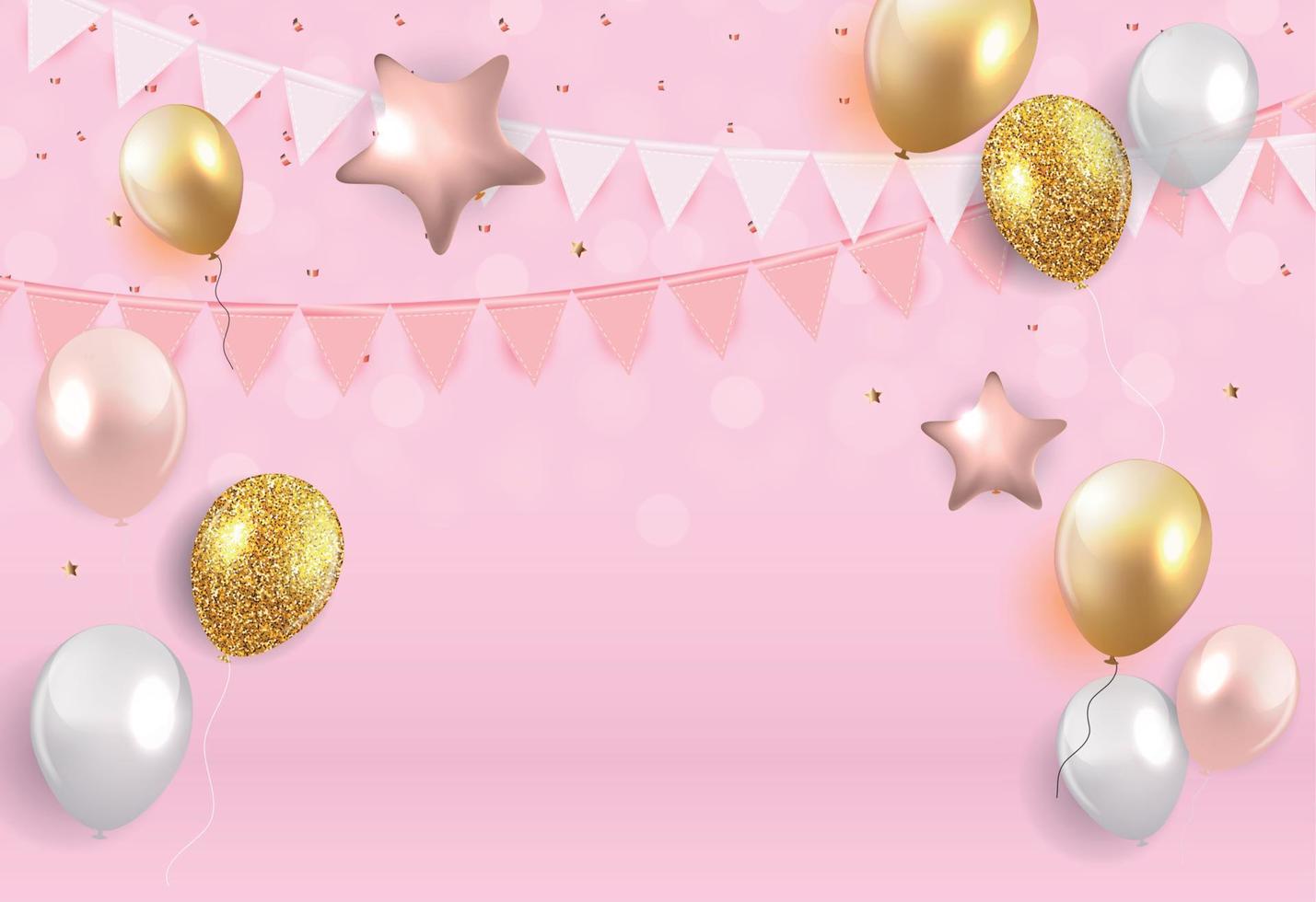 Brillant joyeux anniversaire ballons background vector illustration