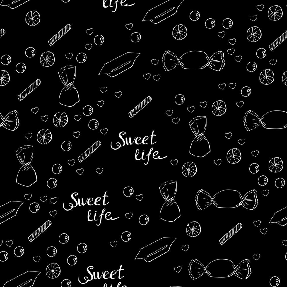 bonbon doodle motif samless. illustration vectorielle. vecteur