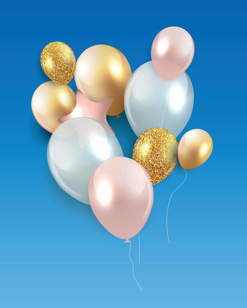 Brillant joyeux anniversaire ballons background vector illustration