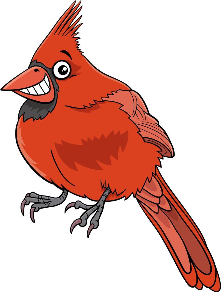 illustration de dessin animé de personnage animal oiseau cardinal rouge du nord vecteur
