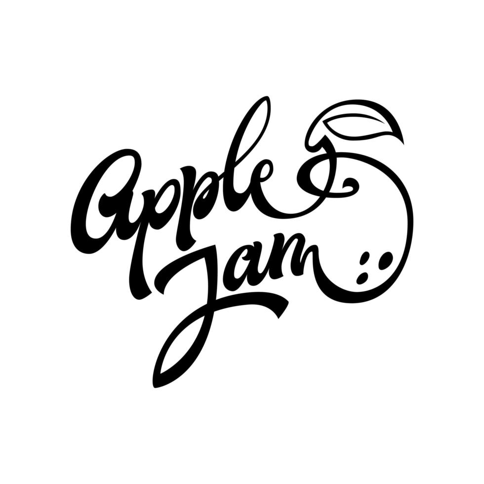 logo de calligraphie dessiné à la main de confiture de pomme vecteur