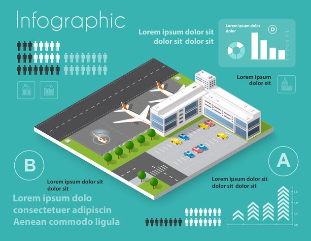 Aéroport de la ville avec transport vecteur