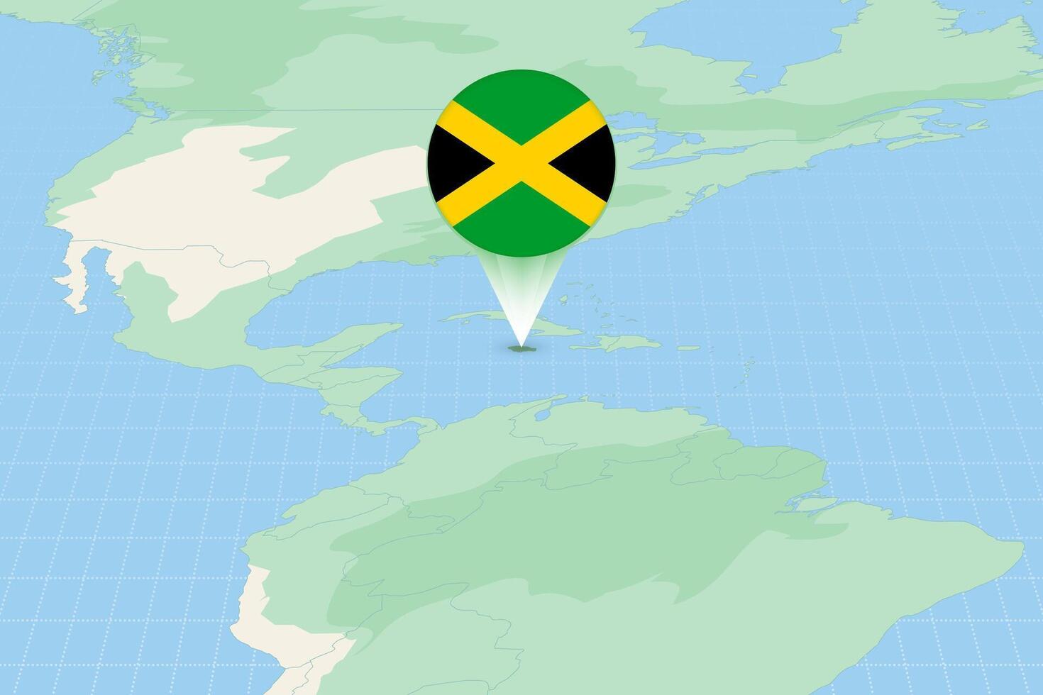 carte illustration de Jamaïque avec le drapeau. cartographique illustration de Jamaïque et voisin des pays. vecteur