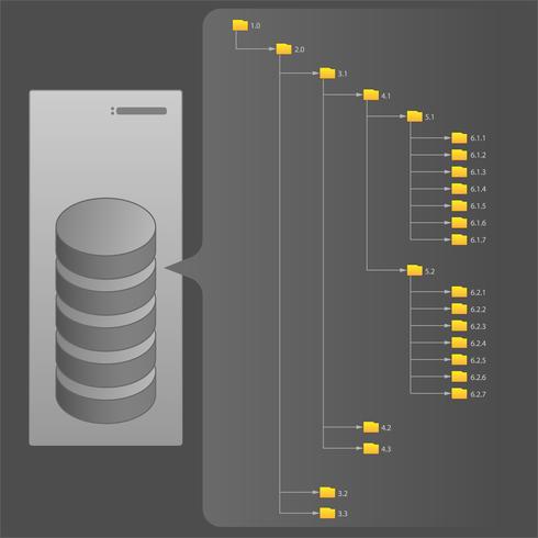 Structure de fichier, dossiers, serveur, disques durs, illustration vectorielle vecteur