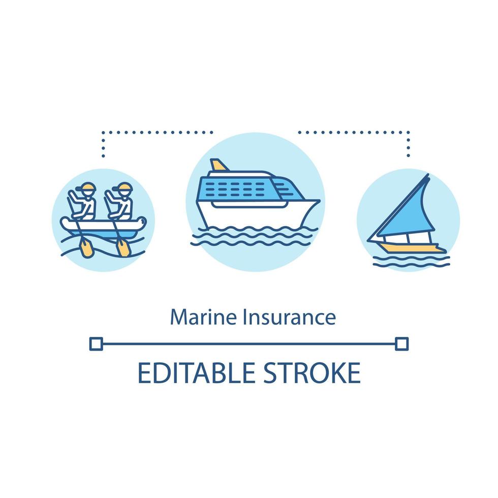 icône de concept d'assurance maritime. cargaison, bateau. services d'expédition sécurisés. sécurité industrielle. illustration de ligne mince idée terminal de fret. dessin de couleur rvb contour isolé vectoriel. trait modifiable vecteur