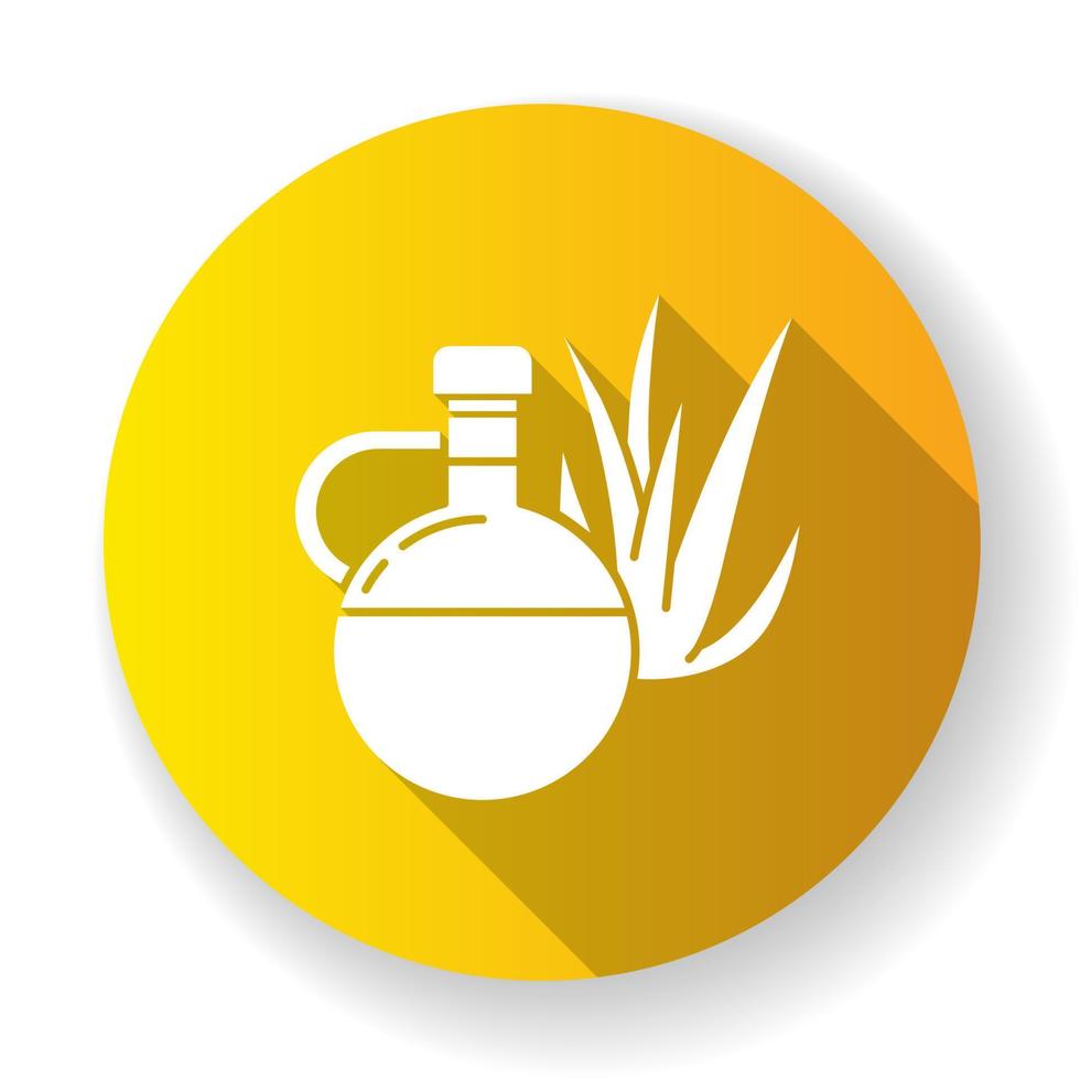 icône de glyphe de grandissime design plat jaune huile. essence à base de plantes pour les soins de la peau. jus d'aloe vera dans une bouteille en verre. plante médicinale. extrait hydratant. illustration couleur rvb silhouette vecteur