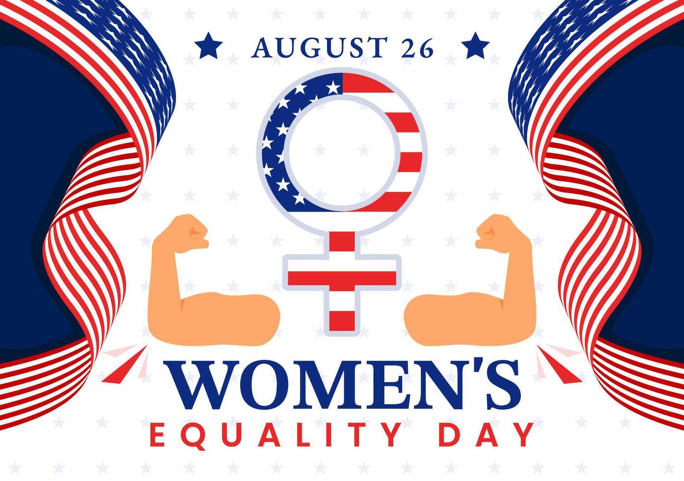 illustration pour aux femmes égalité journée dans le uni États sur août 26 avec avec femmes droits histoire mois et le américain drapeau Contexte vecteur