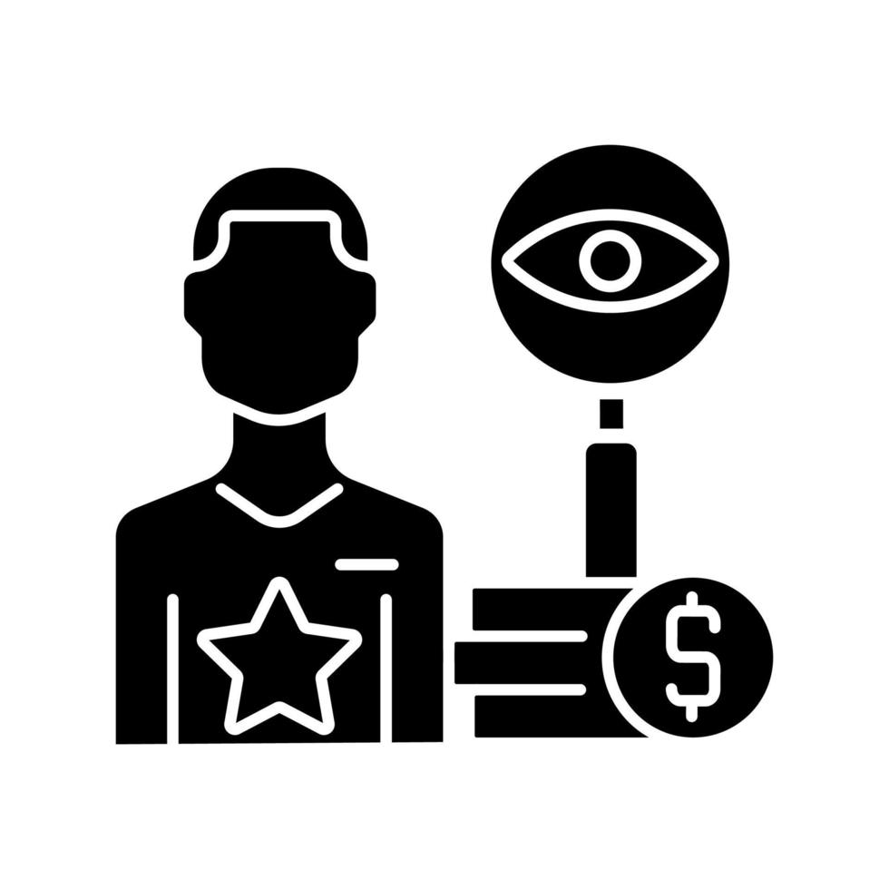 icône de glyphe noir du contrôleur. contrôleur financier. expert en stratégie et création de budget. gestion comptable. cadre supérieur. symbole de silhouette sur un espace blanc. illustration vectorielle isolée vecteur