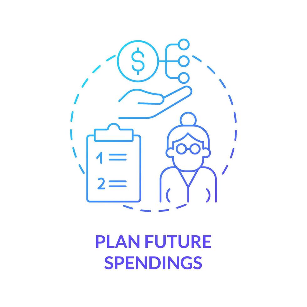 calculer l'icône de concept de dépenses futures. planifier le budget et le revenu idée abstraite fine ligne illustration. bien gérer les dépenses. contrôler les finances. dessin en couleur de contour isolé de vecteur