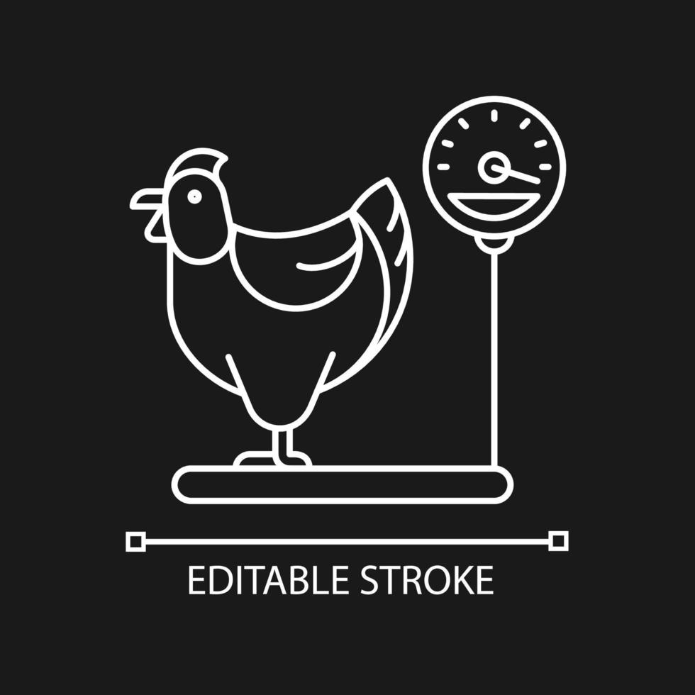 icône linéaire de poule géante en jersey pour le thème sombre. plus grande race de poulet américaine. élevage de volailles. illustration personnalisable de fine ligne. symbole de contour vectoriel isolé pour le mode nuit. trait modifiable