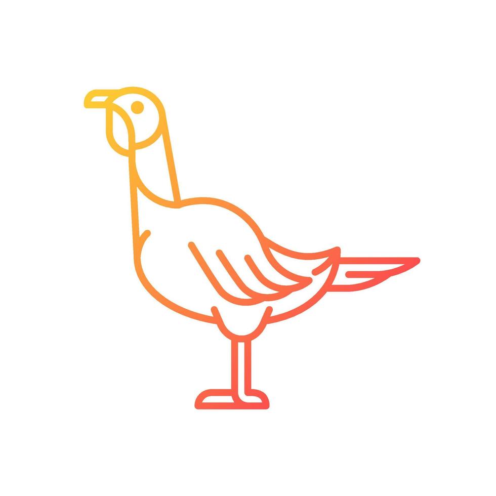 icône de vecteur linéaire dégradé de dinde femelle. élevage de volailles. oiseau domestique poussant pour la viande. dîner de Thanksgiving. symbole de couleur de ligne mince. pictogramme de style moderne. dessin de contour isolé de vecteur