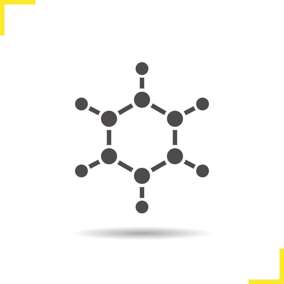 icône de molécule. symbole de silhouette d'ombre portée. structure moléculaire. illustration vectorielle isolée vecteur