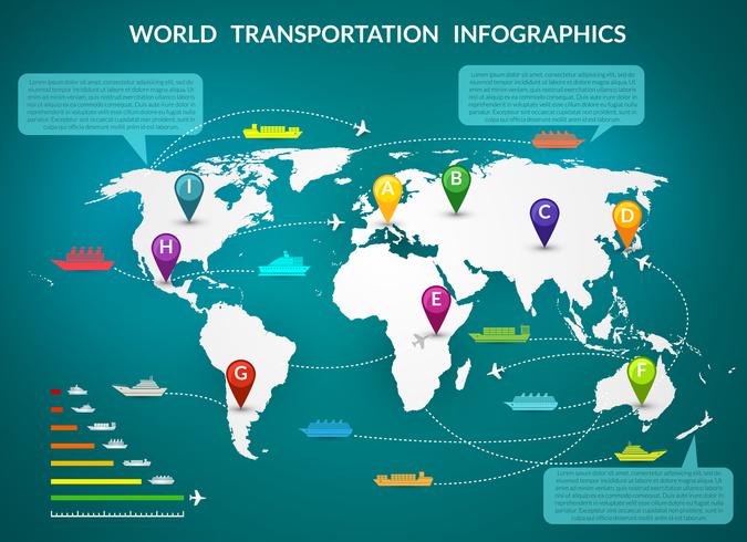 Infographie des transports dans le monde vecteur