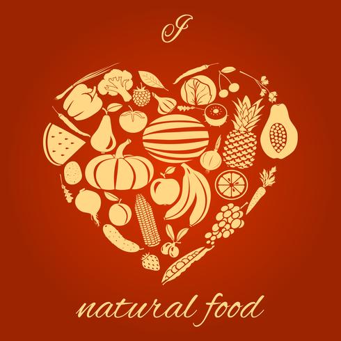 Coeur de la nourriture naturelle vecteur
