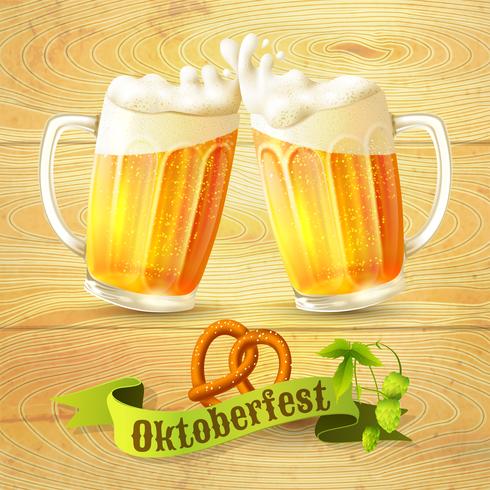 Tasses à bière affiche Octoberfest vecteur