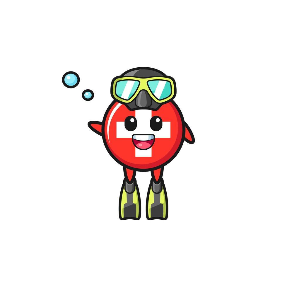 le personnage de dessin animé de plongeur suisse vecteur