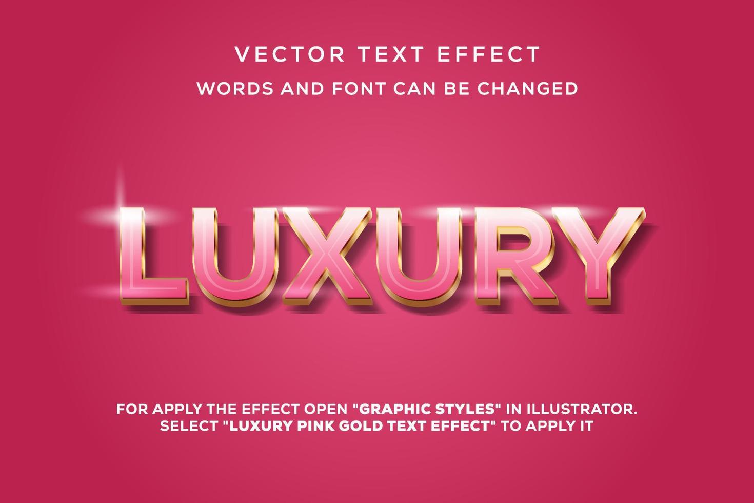 effet de texte vectoriel de luxe en or rose modifiable