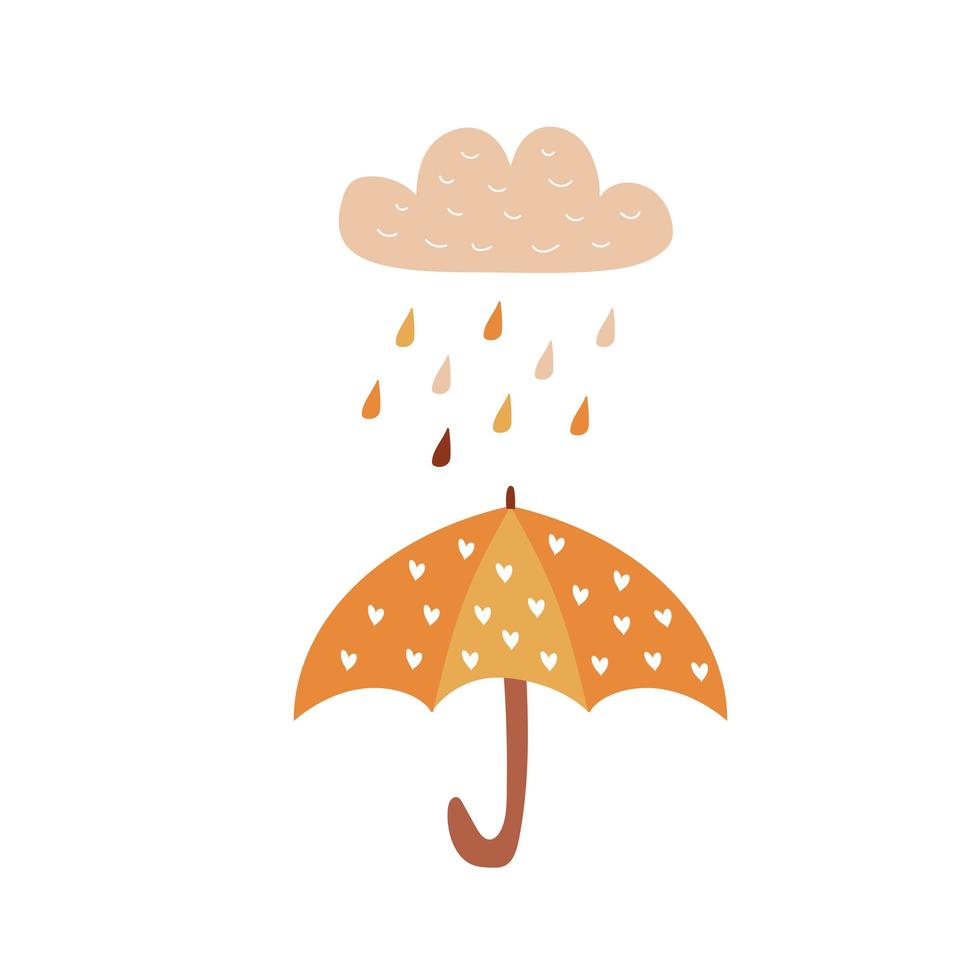 fond avec des gouttes de pluie et un parapluie. thème d'automne. peut être utilisé pour la carte vecteur