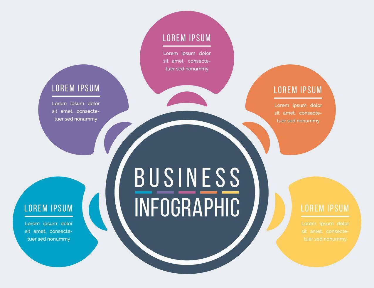 infographie conception 5 pas, objets, éléments ou les options affaires information coloré modèle pour affaires infographie vecteur