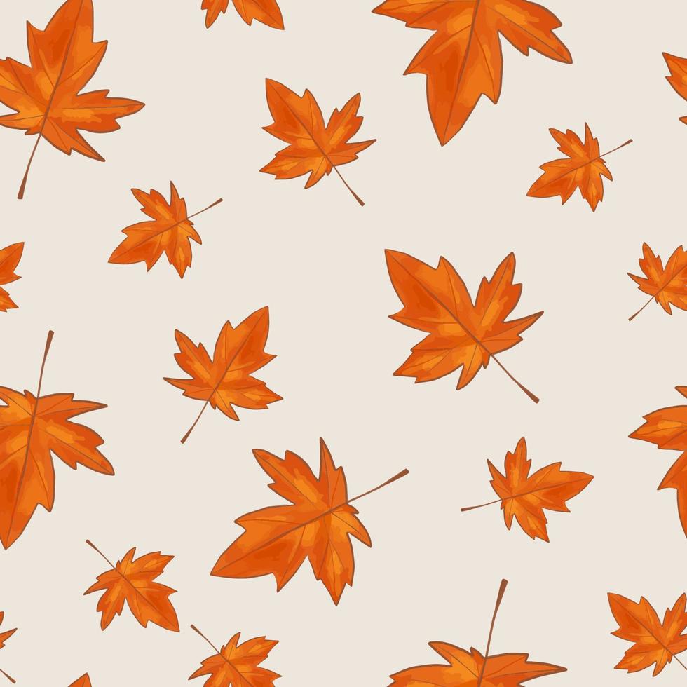 modèle sans couture avec des feuilles d'érable d'automne isolées dessinées à la main. vecteur