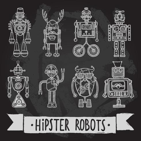 Ensemble robot hipster vecteur