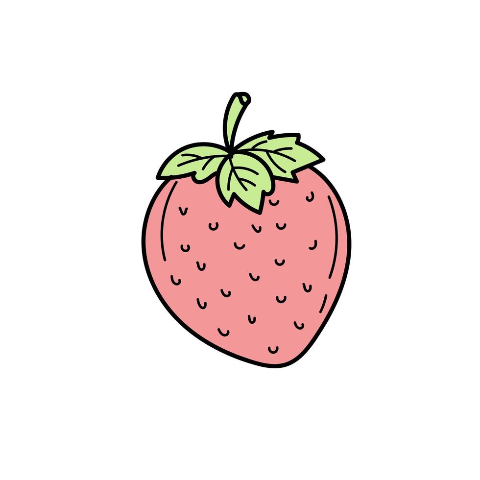 fraise. dessiné à la main, élément graphique, croquis de couleur stylisé vecteur