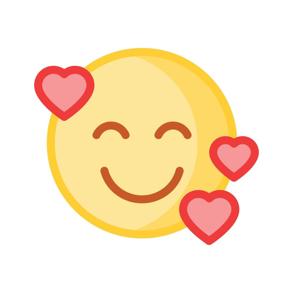 content visage avec cœur symboles sur yeux, concept icône de dans l'amour emoji vecteur