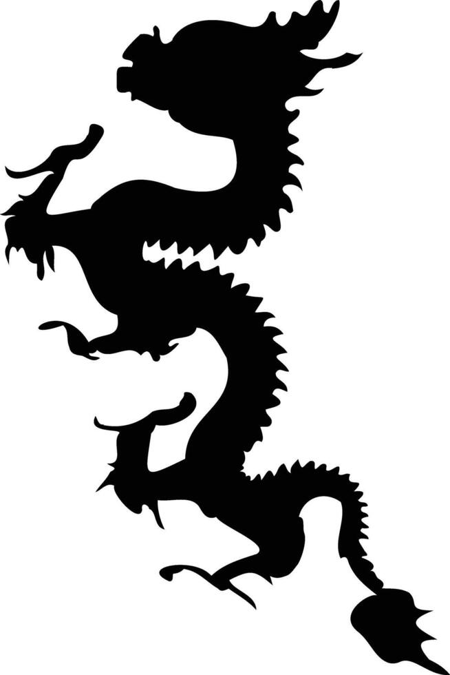 chinois dragon silhouette sur blanc Contexte. noir dragon silhouette vecteur