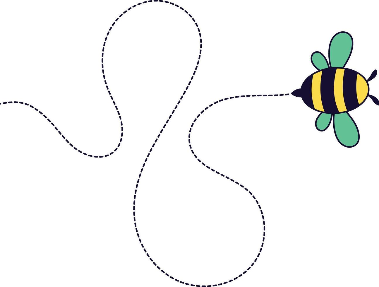 abeille en volant sur à pois chemin. dessin animé conception illustration. vecteur