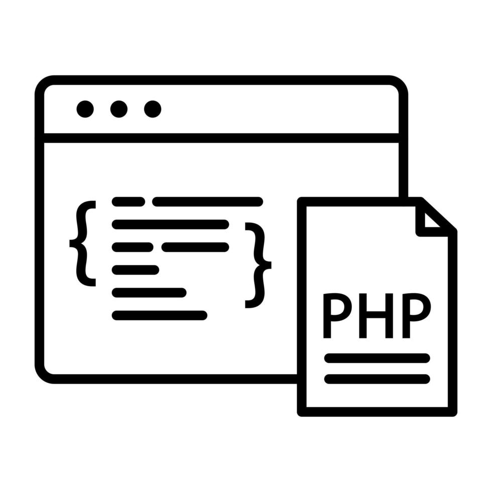 icône de ligne de codage php vecteur