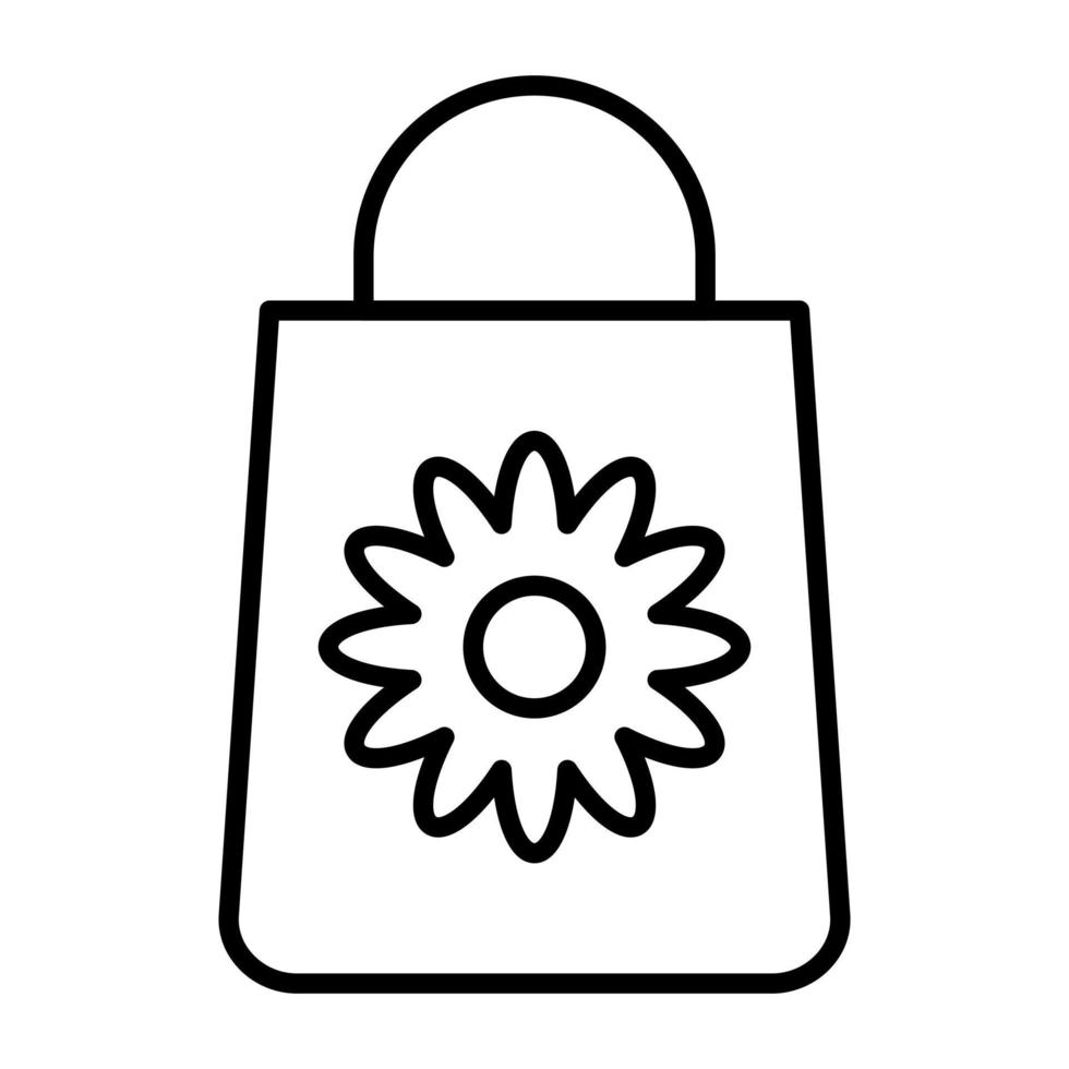 icône de ligne de sac à provisions vecteur