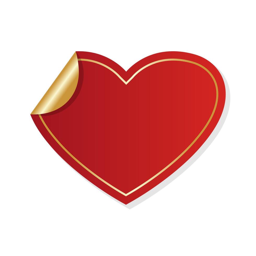 rouge l'amour cœur avec d'or décoration Cadre doubler, dessin animé isolé illustration vecteur