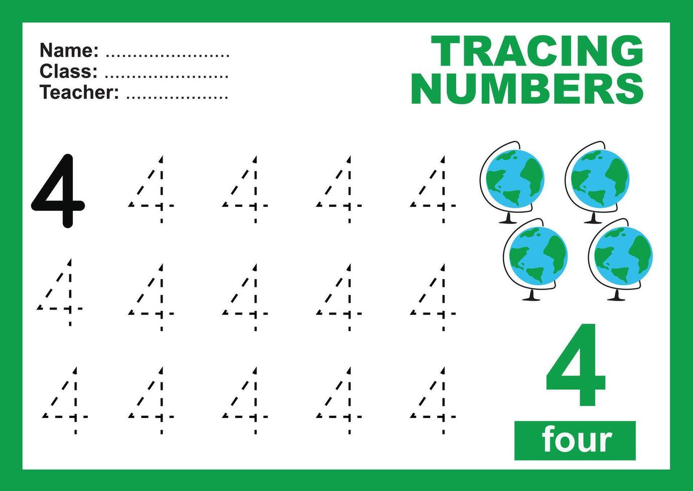 tracé le Nombres. tracé activité pour les enfants. apprentissage à propos nombre. vecteur