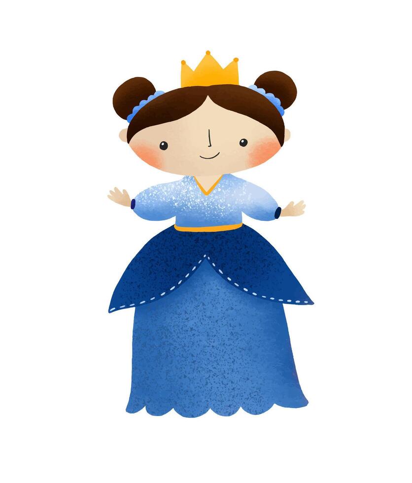 ensemble de mignonne Princesse avec une couronne dans une robe. mignonne bébé illustra vecteur