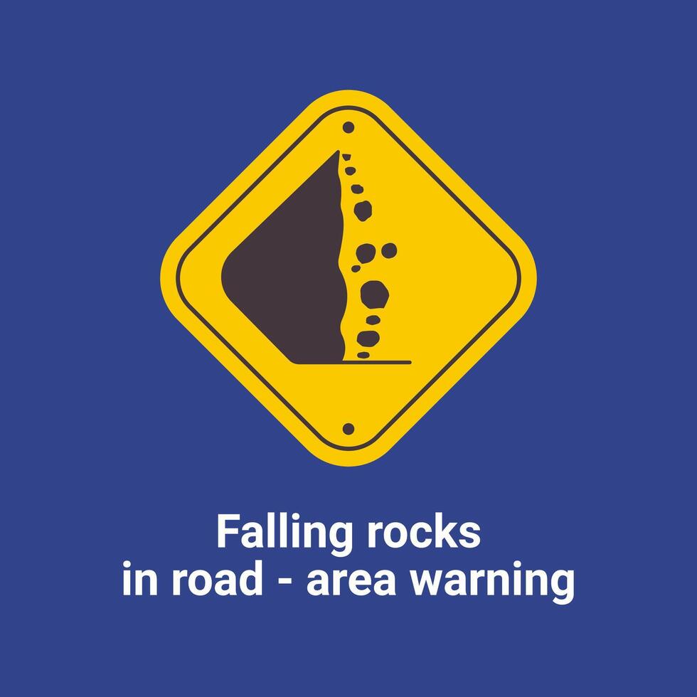 avertissement circulation panneaux, chute rochers dans route - zone avertissement vecteur