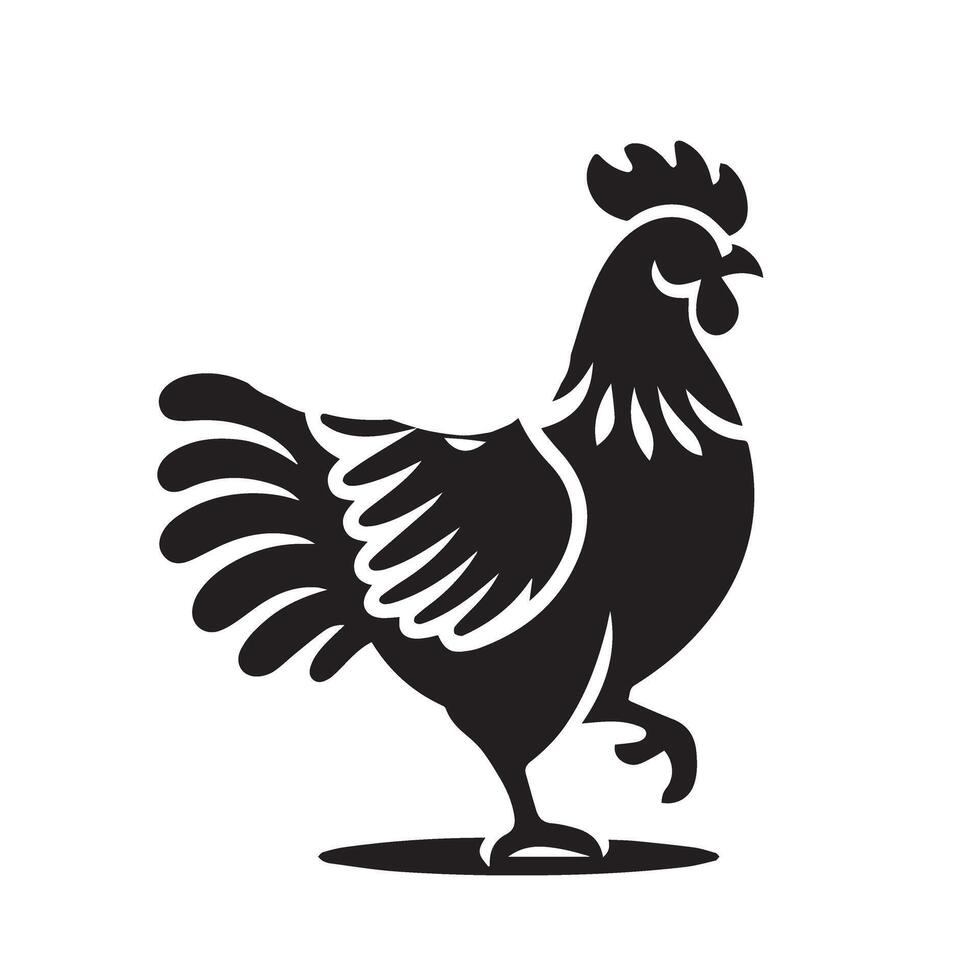 poulet silhouette sur blanc Contexte. poulet logo vecteur