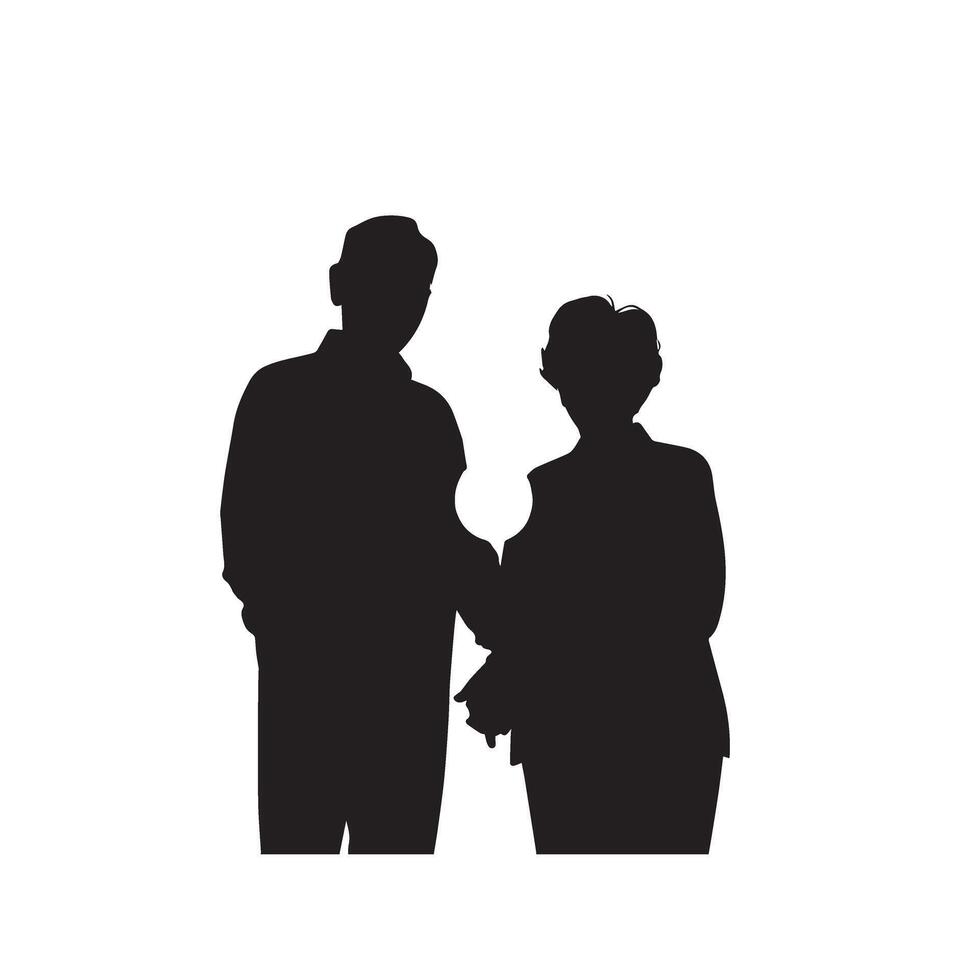 grand-parent silhouette illustration avec petit enfant sur blanc Contexte. vieux couple logo vecteur