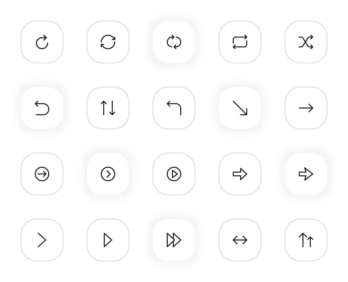 flèches et diagrammes ligne Icônes ensemble. symboles avec différent direction et menu la navigation boutons. contour pictogrammes pour la toile et interface utilisateur, ux mobile app conception. modifiable accident vasculaire cérébral. 24x24 pixel parfait. vecteur