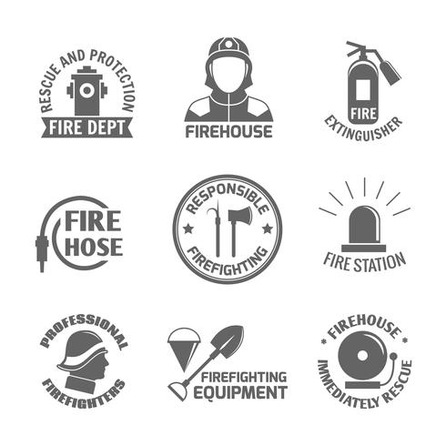 Ensemble d&#39;étiquettes de lutte contre les incendies vecteur