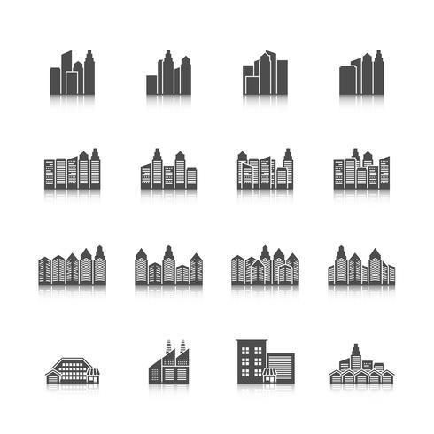 Jeu d&#39;icônes de paysage urbain vecteur