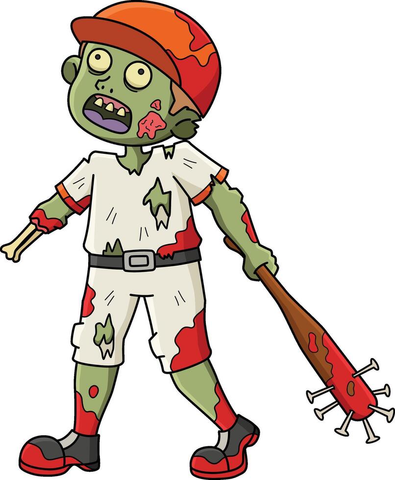 zombi en portant une base-ball chauve souris dessin animé clipart vecteur