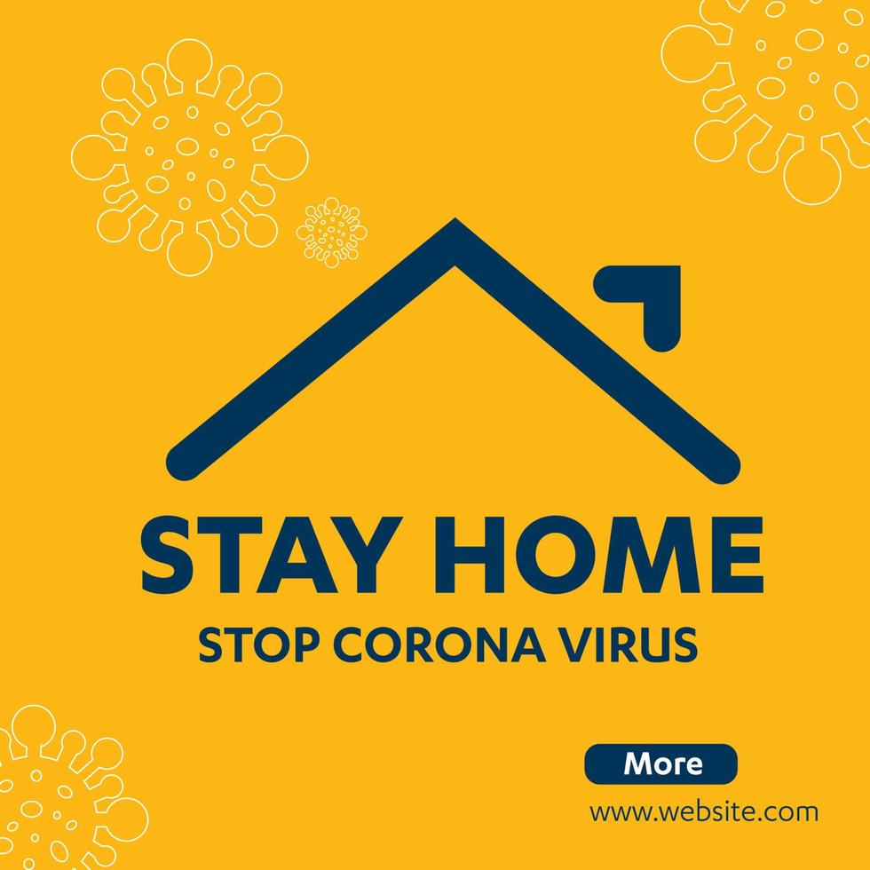 restez à la maison restez en sécurité arrêtez le virus corona protégez l'icône du logo covid 19 vecteur