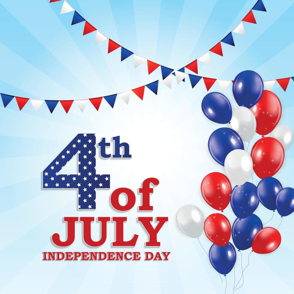 4 juillet, jour de l'indépendance des états-unis. joyeux anniversaire amérique. illustration vectorielle vecteur