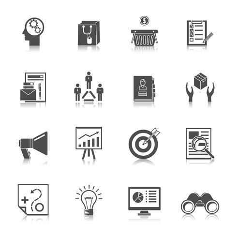 marketers black icons set vecteur