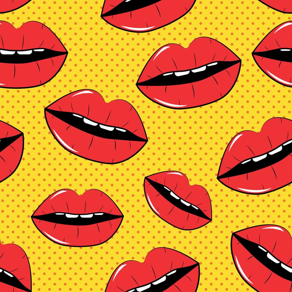 lèvres transparente motif de fond en illustration vectorielle de style pop art vecteur