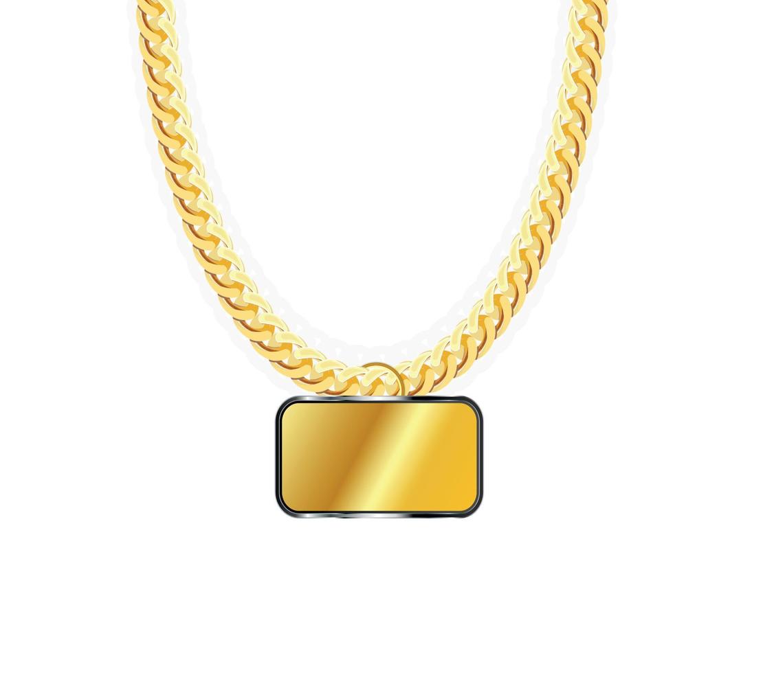 bijoux en chaîne en or avec pendentifs en or. illustration vectorielle. vecteur