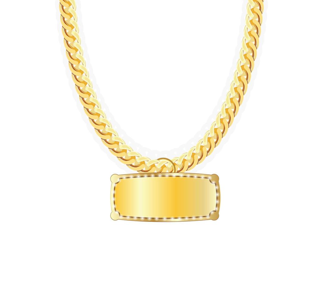 bijoux en chaîne en or avec pendentifs en or. illustration vectorielle. vecteur