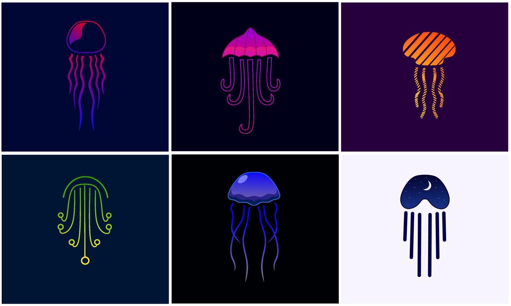 ensemble de méduses logo vecteur