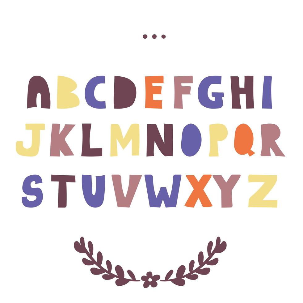 alphabet de griffonnage drôle. lettres dessinées à la main abc design créatif coloré vecteur