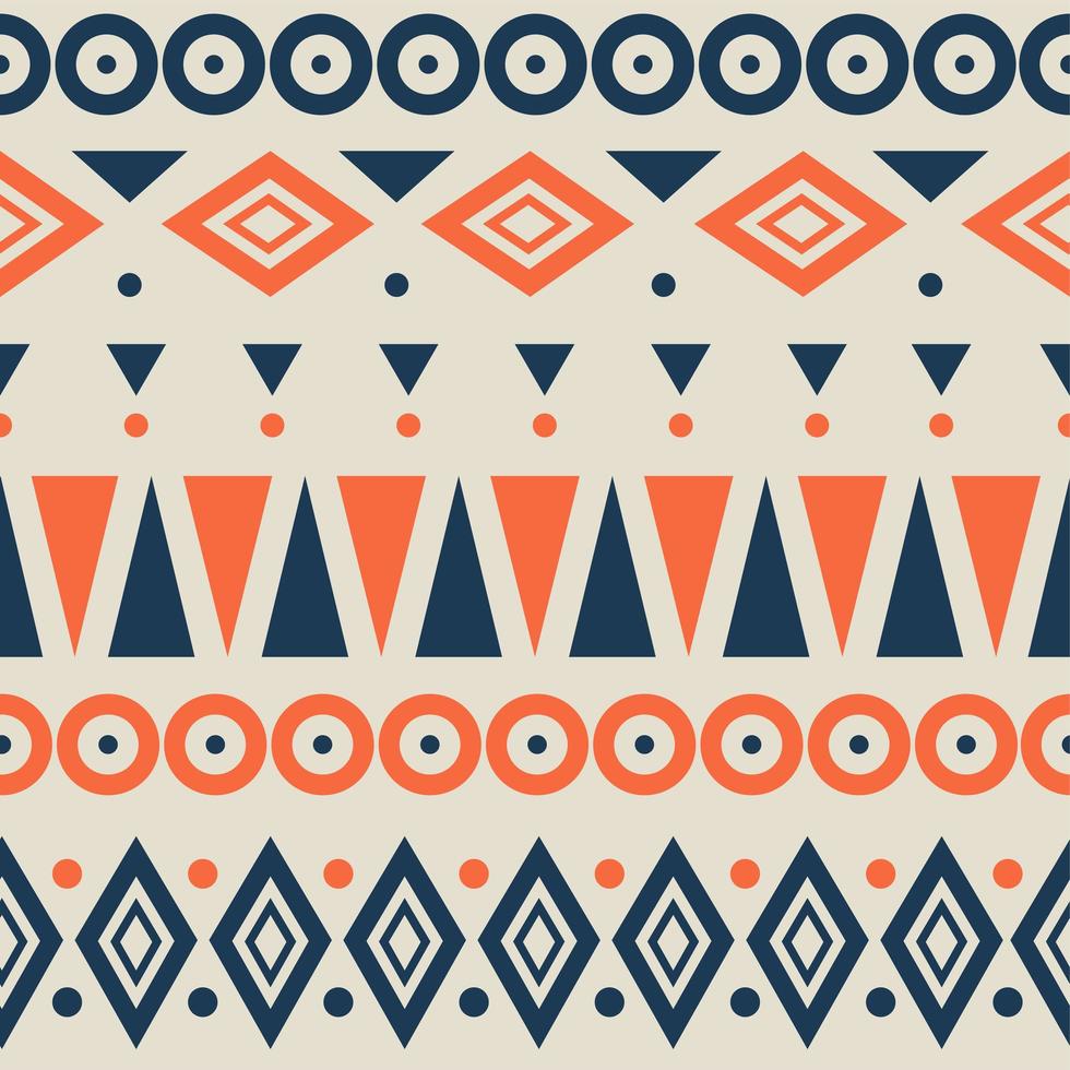 motif géométrique abstrait. motifs ethniques et tribaux. couleurs orange, bleu vecteur